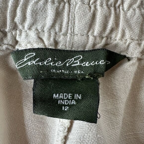 Eddie Bauer Linen Blend Pants Womens Sz 12 Beige Coastal Beach Casual Vacation - Picture 5 of 12
